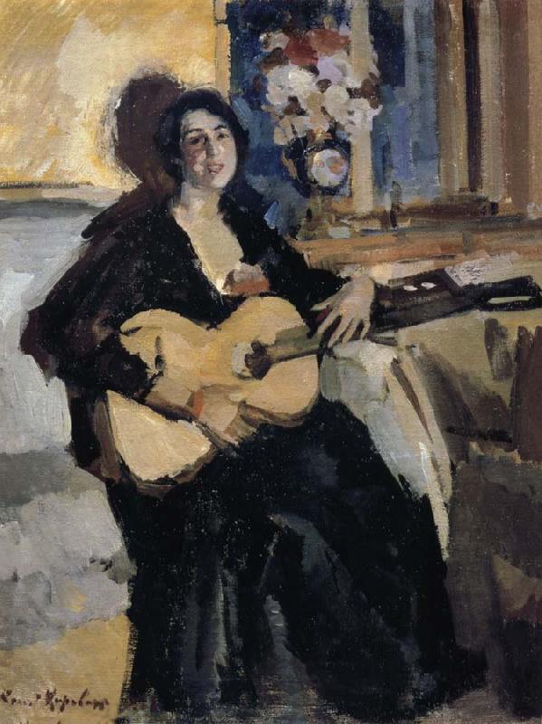 Konstantin Korovin The lady play Guitar oil painting image